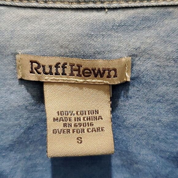 RUFF HEWN SHIRT, Sz S, BLUE, 100%COTTON, LONG SLEEVE - Picture 6 of 11